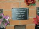 E.D. CARPENTER (Lily OXENFORD),
born 20-11-1907,
died 17-01-2005;
Lower Coomera cemetery, Gold Coast