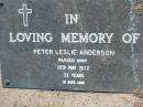 
Peter Leslie ANDERSON
10 May 1932, aged 33
Lowood General Cemetery

