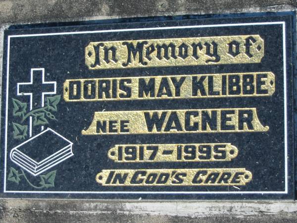 Doris May KLIBBE nee WAGNER, 1917-1995;  | Lowood Trinity Lutheran Cemetery (Bethel Section), Esk Shire  | 