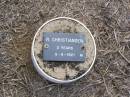 R. CHRISTIANSEN, male,
died 5-9-1921 aged 3 years;
Ma Ma Creek Anglican Cemetery, Gatton shire