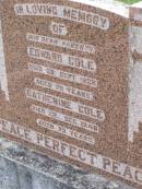 parents;
Edward Cole,
died 20 Sept 1928 aged 70 years;
Catherine COLE,
died 22 Dec 1948 aged 73 years;
Ma Ma Creek Anglican Cemetery, Gatton shire