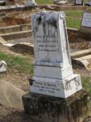 Otto A. BEUTEL,
died 30 Jan 1927 aged 39 years;
Sophia K. BEUTEL,
died 20 Nov 1967 aged 77 years;
Ma Ma Creek Anglican Cemetery, Gatton shire