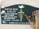David Roy LOGAN,
husband father father-in-law grandfather,
17-3-1948 - 24-2-2001;
Ma Ma Creek Anglican Cemetery, Gatton shire