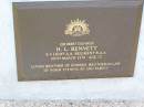 H.L. BENNETT,
died 29 March 1979 aged 72 years,
brother of Doreen,
brother-in-law of Norm STEHHOUSE;
Ma Ma Creek Anglican Cemetery, Gatton shire