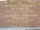 Herbert Frederick ROSENBERG,
died 9 May 1972 aged 71 years;
Wilhelmine Ernestina ROSENBERG,
died 31 Jan 1990 aged 86 years;
Ma Ma Creek Anglican Cemetery, Gatton shire