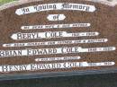 Beryl COLE, wife mother,
1921 - 1968;
Brian Edward COLE, husband father son brother,
1948 - 1980;
Henry Edward COLE,
1900 - 1990;
Ma Ma Creek Anglican Cemetery, Gatton shire