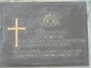 J.C. MONK,
died 23 June 1991 aged 51,
husband of Merrilyn,
dad of Steven Durrington;
Maclean cemetery, Beaudesert Shire