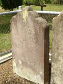 
George FURBER,
murdered Tinana Creek 3 Dec 1855 aged 45 years;
Joseph Thomas WILMSHURST,
son-in-law of George FURBER,
murdered Tinana Creek 3 Dec 1855 aged 28 years;
Mrs W. FURBER,
died 21 Aug 1850 aged 63 years,
leaving husband & family;
murdered Tinana Creek 3 Dec 1855 aged 45 years;
Pioneer Cemetery, Maryborough
