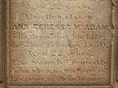 
Sarah Bridget SHEA,
died 5? Dec 1851 aged 22 years;
Ann Teressa MCADAM,
sister,
died 3? Feb 1850 aged 22 years;
erected by John SHEA;
Phelip Agustin MCADAM,
drowned at sea 1852 aged 18 years;
Susanah Mary MCADAM,
drowned at sea 1852 aged 20 years;
Pioneer Cemetery, Maryborough
