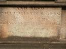 
Sarah Bridget SHEA,
died 5? Dec 1851 aged 22 years;
Ann Teressa MCADAM,
sister,
died 3? Feb 1850 aged 22 years;
erected by John SHEA;
Phelip Agustin MCADAM,
drowned at sea 1852 aged 18 years;
Susanah Mary MCADAM,
drowned at sea 1852 aged 20 years;
Pioneer Cemetery, Maryborough
