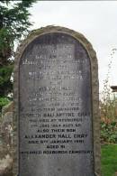 
William GRAY
d: Roxburgh 9 Mar 1945 aged 83

Wife:
Violet HALL
d: Roxburgh, 6 Jan 1948 aged 81

daughter
Elspeth Ballantyne GRAY
d: Roxburgh 2 Jun 1964 aged 69

Son
Alexander Hall GRAY
d: 6 Jan 1991 aged 91 (interred Roxburgh cemetery)

Melrose cemetery, Roxburgshire, Scotland

