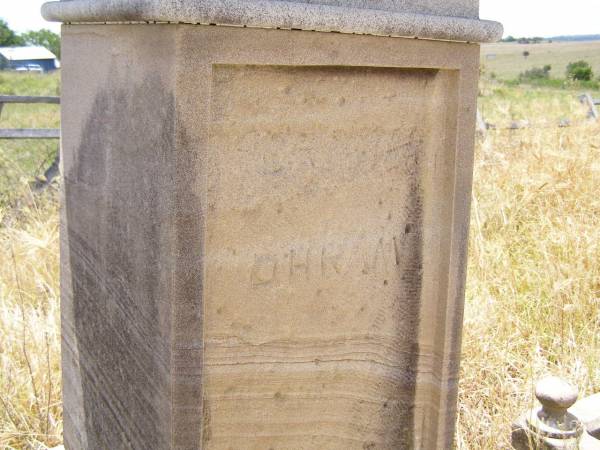 Friedrich DRAHEIM,  | husband father,  | died 11 Dec 1917 aged 77 years;  | Milbong St Luke's Lutheran cemetery, Boonah Shire  | 