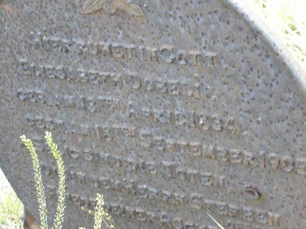Eliesabeth DOBELI,  | born 13 Apr 1934  | died 18 Sept 19035;  | Milbong St Luke's Lutheran cemetery, Boonah Shire  | 
