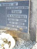 Eric KANOFSKI,
died 21-11-1985 aged 69 years;
St Johns Evangelical Lutheran Church, Minden, Esk Shire