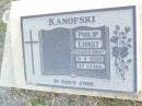 Philip Ernst KANOFSKI,
died 9-4-1990 aged 47 years;
St Johns Evangelical Lutheran Church, Minden, Esk Shire