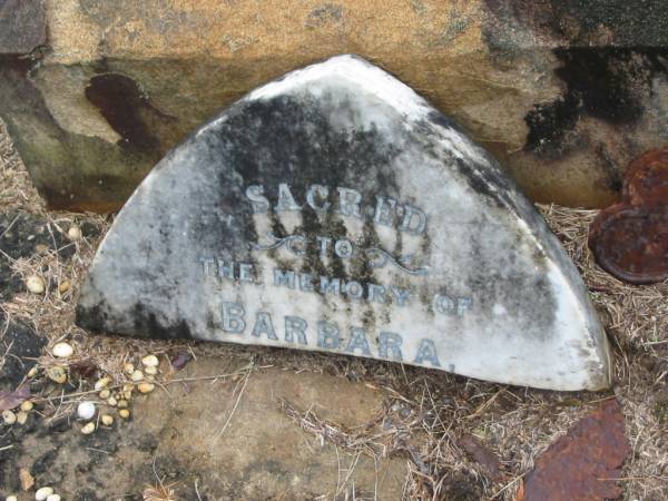 Barbara;  | Mooloolah cemetery, City of Caloundra  |   | 