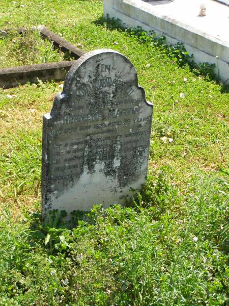 Hermena MARTIN,  | wife mother,  | died 25 May 1928 aged 76 years,  | erected by husband;  | Moore-Linville general cemetery, Esk Shire  | 
