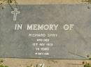 Richard SPRY,
died 10 Nov 1920 aged 58 years;
Moore-Linville general cemetery, Esk Shire