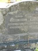 John ROLL,
died 12 Mar 1952 aged 86 years;
Norah ROLL,
wife,
died 10 May 1930 aged 59 years;
Moore-Linville general cemetery, Esk Shire