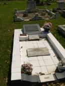Leslie Roy DRISCOLL,
husband daddy,
died 24 May 1951 aged 42 years;
Irene Mavis DRISCOLL,
aged 45 years;
Mark Stephen KING,
born 5-5-57,
died 14-5-57;
Rene,
wife of Les,
died 19 May 1959 aged 45 years;
Susan KING,
died 2 Jan 1961 aged 13 months;
Moore-Linville general cemetery, Esk Shire