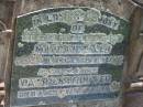 Margaret LEO,
wife mother,
died 18 April 1956 aged 81 years;
Patrick (Tom) LEO,
father,
died 31 Aug 1962 aged 83? years;
Moore-Linville general cemetery, Esk Shire
