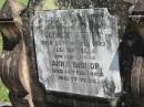 George BISHOP,
husband father,
died 27 March 1923 aged 52 years;
Anna BISHOP,
died 14 Feb 1953 aged 77 years;
George BISHOP,
son brother,
killed in action 14 Feb 1917 Armentiers Frances;
Moore-Linville general cemetery, Esk Shire