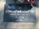 Timothy John (T.J.) LISLE,
died 28 Oct 1998 aged 47 years;
Moore-Linville general cemetery, Esk Shire