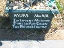 Eileen Mable HILL,
mum, nana,
died 7 May 1987 aged 69 years 5 months;
remembered by Doreen & Colin & the George family;
Moore-Linville general cemetery, Esk Shire