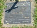 Robert Joseph WILLIAMS,
died 13 March 1971 aged 76 years;
Rose Ethel WILLIAMS,
died 2 Sept 1964 aged 50 years;
parents of Shirley & Don,
grandparents of Jason;
Moore-Linville general cemetery, Esk Shire