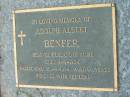 Adolph Albert BENFER
(husband of Luise)
b: 4 Apr 1904, d: 28 Apr 1994, aged 90
Mt Cotton Gramzow Cornubia Carbrook Lutheran Cemetery, Logan City