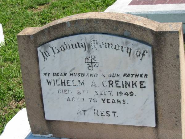 Wilhelm A GREINKE  | 9 Sep 1949, aged 79  | Mount Beppo Apostolic Church Cemetery  | 
