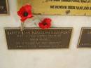 John Randolph DAVENPORT (son of Richard and Mary)
War Memorial, Elsie Laver Park, Mudgeeraba