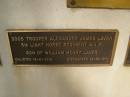 Alexander James LAVER, son of William Henry LAVER
War Memorial, Elsie Laver Park, Mudgeeraba