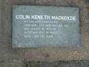Colin Keneth MACKENZIE;
Mudgeeraba cemetery, City of Gold Coast
