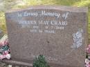 Doreen May CRAIG,
23-11-1914 - 18-7-2004 aged 89 years;
Mudgeeraba cemetery, City of Gold Coast