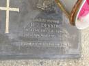 R.J. DENNING,
died 26 Jan 1986 aged 76 years,
wife Kit;
Kathleen Nora DENNING,
died 31 July 1989 aged 81 years;
Mudgeeraba cemetery, City of Gold Coast