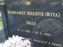 Margaret Helene (Rita) DALY,
19-8-1920 - 10-5-2003,
sister aunt great-aunt;
Mudgeeraba cemetery, City of Gold Coast