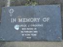 Maurice J. OROURKE,
died 4 Feb 1994 aged 49 years;
Mudgeeraba cemetery, City of Gold Coast