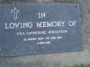Vida Catherine HENDERSON,
28 Aug 1909 - 24 June 1995;
Mudgeeraba cemetery, City of Gold Coast