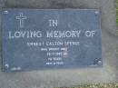 Ernest Easton SPENCE,
died 26-7-1995 aged 74 years;
Mudgeeraba cemetery, City of Gold Coast