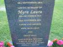 Thomas James MOREL,
2 May 1935 - 29 Sept 2002,
husband of Myra Laura;
Myra Laura,
29 Dec 1935 - 22 Nov 2004,
wife mum gran great-gran;
remembered by Jennifer, Irene, John, Karen,
Norman & Emaline;
Mudgeeraba cemetery, City of Gold Coast
