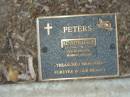 Kenneth Leslie PETERS,
25-4-1942 - 29-8-2002,
husband dad;
Mudgeeraba cemetery, City of Gold Coast
