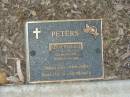 Kenneth Leslie PETERS,
25-4-1942 - 29-8-2002,
husband dad;
Mudgeeraba cemetery, City of Gold Coast