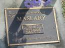 Emilie A. MASLARZ,
9-10-1927 - 28-2-2001,
wife of Mick,
mother of John;
Mudgeeraba cemetery, City of Gold Coast