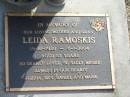 Leida RAMOSKIS,
mother gran,
19-10-1920 - 6-1-2004 aged 83 years,
missed by Rozina, Ken, Daniel & Mark;
Mudgeeraba cemetery, City of Gold Coast