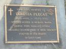 Teresia PLECAS,
28-12-1932 - 23-10-2002,
mother of Michael, Maria, George, John, Olga & Rosina,
grandmother;
Mudgeeraba cemetery, City of Gold Coast