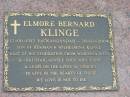 Elmore Bernard KLINGE,
born Yackandandah 12-06-1912,
died 29-02-2004,
son of Herman & Wilhelmine KLINGE,
last of Wodonga West;
Mudgeeraba cemetery, City of Gold Coast