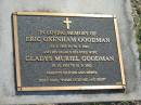 Eric Oxenham GOODMAN,
31-3-1909 - 10-3-1999;
Gladys Muriel GOODMAN,
29-10-1903 - 20-9-2002,
wife;
parents of John & Meryl;
Mudgeeraba cemetery, City of Gold Coast