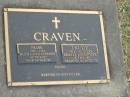 Frank CRAVEN,
1908 - 1997,
husband of Trudie,
father of Diane;
Trudy CRAVEN,
1913 - 2000,
wife of Frank,
mother of Diane;
Mudgeeraba cemetery, City of Gold Coast