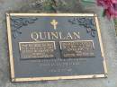 Michael Thomas (Tom) QUINLAN,
7-8-1915 - 12-5-1997,
husband of Doreen,
father of Diane, Colleen, Paul & Kathryn;
Doreen Joyce QUINLAN,
19-4-1920 - 8-3-2005,
wife of Tom,
mother of Diane, Colleen, Paul & Kathryn;
Mudgeeraba cemetery, City of Gold Coast